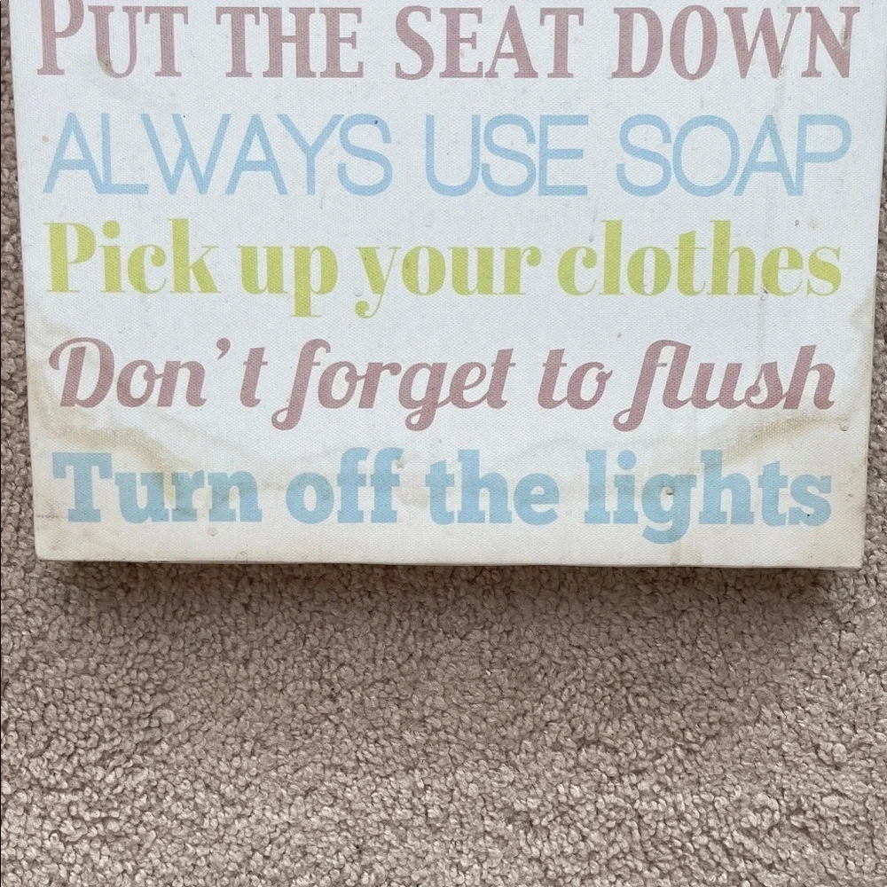 Colorful Bathroom Rules Wall Art